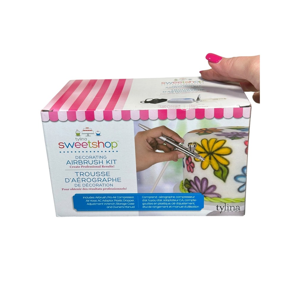 Tylina Sweetshop Cake Decorating Airbrush Kit 074 Blue White Portable Compressor
